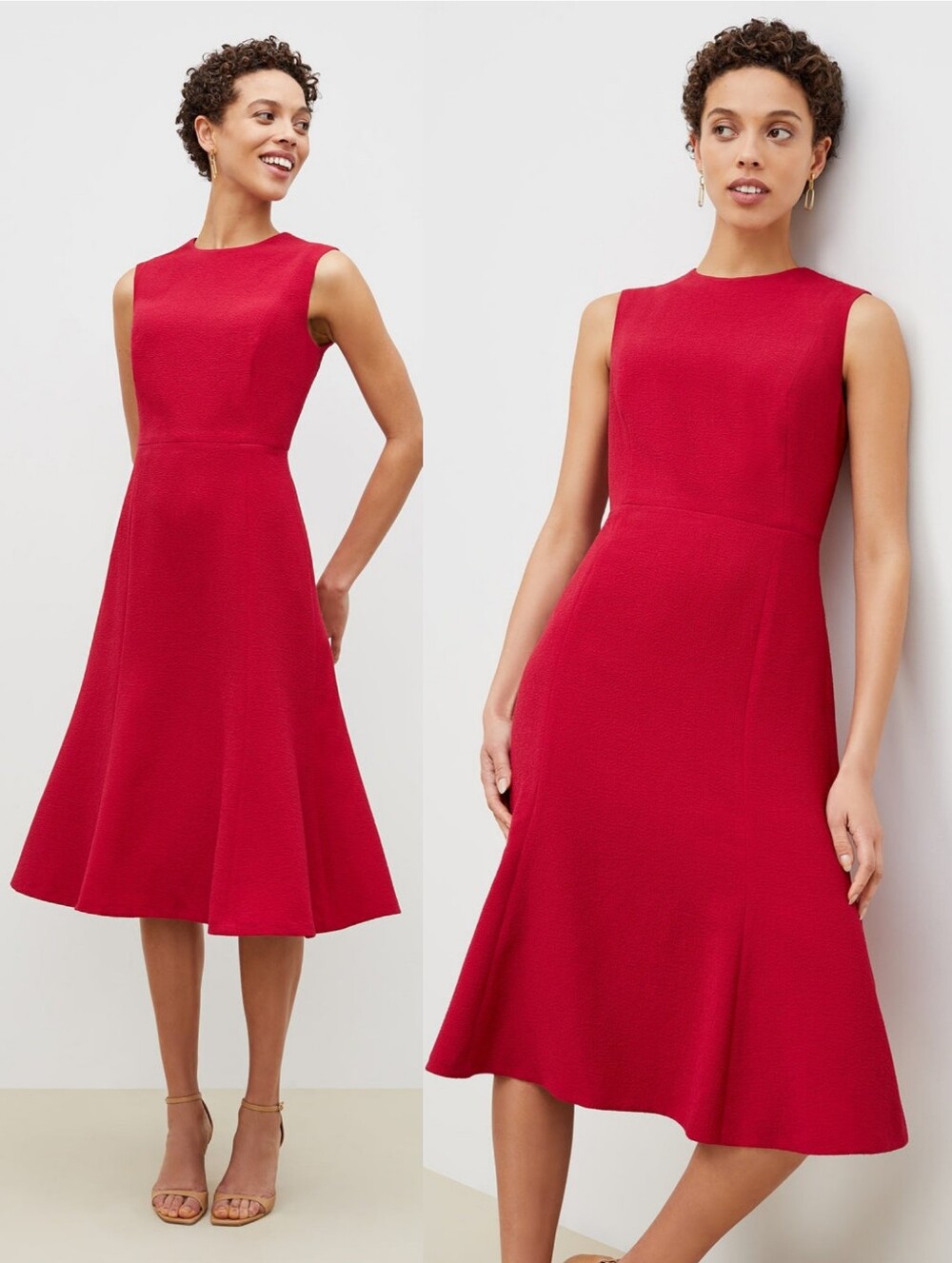 M.M. LafleurJane Midi Dress Staccato Hibiscus Red Fuchsia Size 8